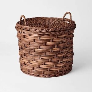 Round Chunky Straight Rattan Basket Dark‎ Brown - Threshold Studio McGee, Target